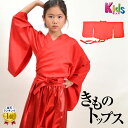 【即納】子供 キッズ よさこい 着物 トップス 無地 よさこいソーラン節 踊り衣装 総おどり衣装 舞踊衣装 ダンス衣装 舞台衣装 子供服 AB97198 ジュニア/ガールズ 長袖 レッド キッズフリー 【楽ギフ_包装】 [M便 2/3]