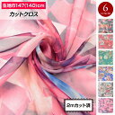生地 W巾 シフォンプリント生地 (約140cm巾x2mカット済) 布 花柄 ハネ柄 やわらかい 透ける おしゃれ スカーフ 薄地 総柄 ブルー レッド グリー...