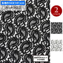 【即納】生地 W巾 ペイズリー柄レース生地 (約143cm巾x50cm単位) メール便は1mまで可 柄 おしゃれ生地 幅広 カフェカーテン 間仕切り ボレロ マスクや小物作りに ストレッチレース生地黒白 厚手 ブラック ホワイト GK28H19 M便 1/2