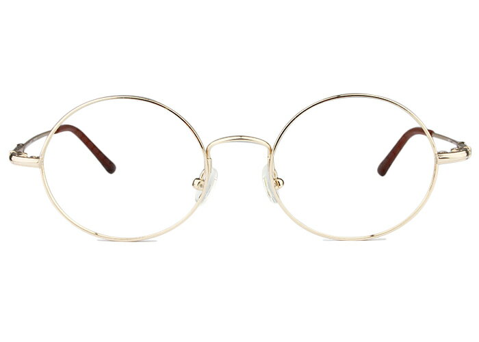 アイカフェ EYE CAFE vf050 c.1 r22 ゴールド 伊達 丸 メガネ めがね 眼鏡 度付き 新品 送料無料 47□18