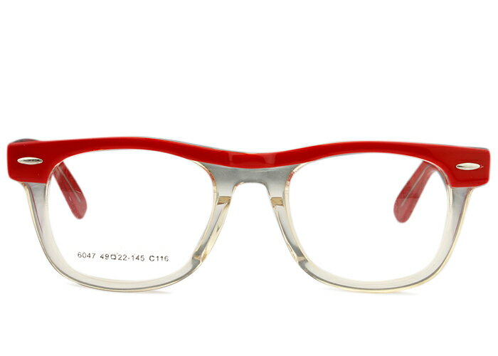 Rakuten - アイカフェ EYE CAFE 6047 c.116 レッド/クリア 大きい メガネ めがね 眼鏡 伊達 度付き 新品 送料無料 49□22