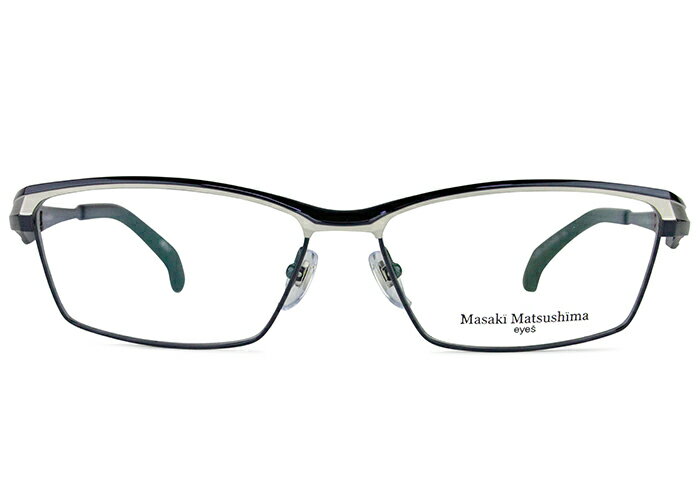 マサキマツシマ Masaki Matsushima MF-1254 c.3 ダークネイビー/マットシルバー 伊達 度付き 大きい メガネ めがね 眼鏡 新品 送料無料 58□15