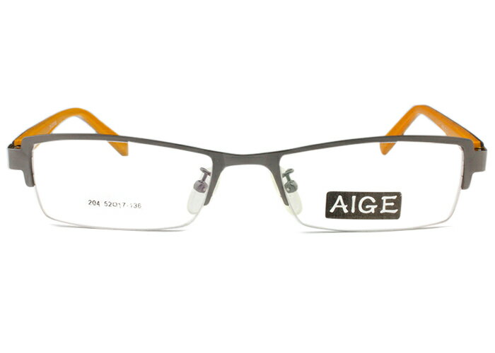 Rakuten - アイカフェ EYE CAFE 204 c.3 r13 ガンメタル ナイロル バネ付き メガネ めがね 眼鏡 伊達 度付き 新品 送料無料