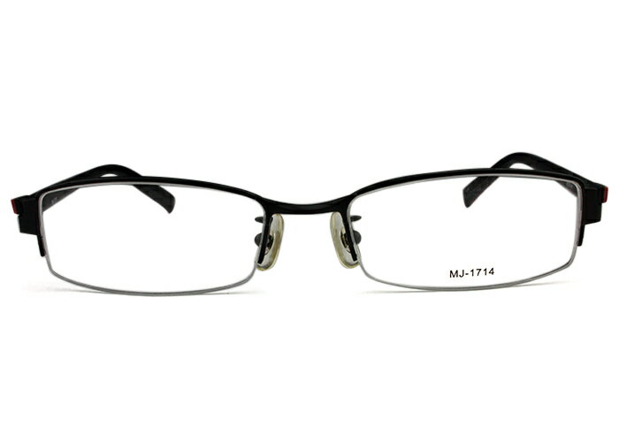 Rakuten - アイカフェ EYE CAFE mj-1714 c.4 ブラック/レッド・ブラック r45 メガネ ハーフリム ナイロール スクエア めがね 眼鏡 伊達 度付き 老眼鏡 新品 送料無料