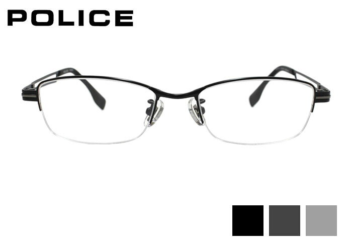 Rakuten - ポリス POLICE vplv74j 伊達 度付き ハーフリム ナイロール スクエア チタン メンズ レディース 老眼鏡 遠近両用 めがね メガネ 眼鏡 新品 送料無料 53サイズ
