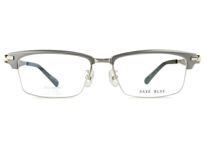 ザックスブルー SAXE BLUE sb-7079 c.4 グレー 日本製 伊達 度付き メンズ レディース 老眼鏡 遠近両用 大きい メガネ めがね 眼鏡 スクエア ブロウ チタン 新品 送料無料 55□17