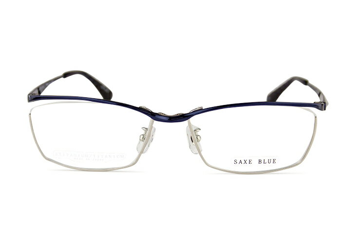 ザックスブルー SAXE BLUE SB-7114 c.3 ダークブルー / シルバー MADE IN JAPAN 伊達 度付き 大きい 軽量 メガネ めがね 眼鏡 新品 送料無料 56□17