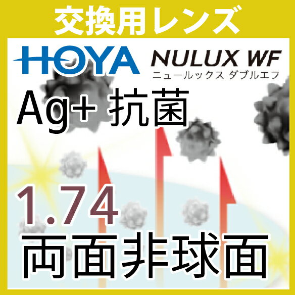 交換用 HOYA Ag+抗菌レンズ 1.74両面非球面 度付き(2枚一組) ニュールックスWF