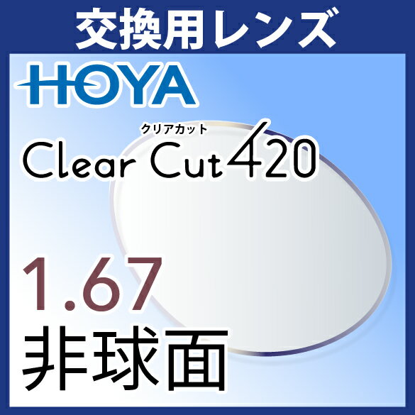 交換用 HOYA クリアカット420 1.67非球面 度付き(2枚一組) ブルーライトカット UVカット アイプロテクションレンズ