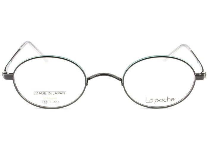 ラポッシュ La poche LP-101 c.3 ブラック・ターコイズグリーン（FC） 一山 鼻パッドなし メガネ 眼鏡 日本製 送料無料