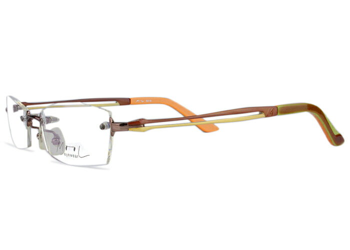 ムル MOOL 8218 c.3 ブラウン/ブラウン/ゴールド 52□19 スクエア 伊達 度付き 遠近両用 老眼鏡 ツーポイント メガネ めがね 眼鏡 新品 送料無料 おしゃれ オシャレ 縁なし フチなし