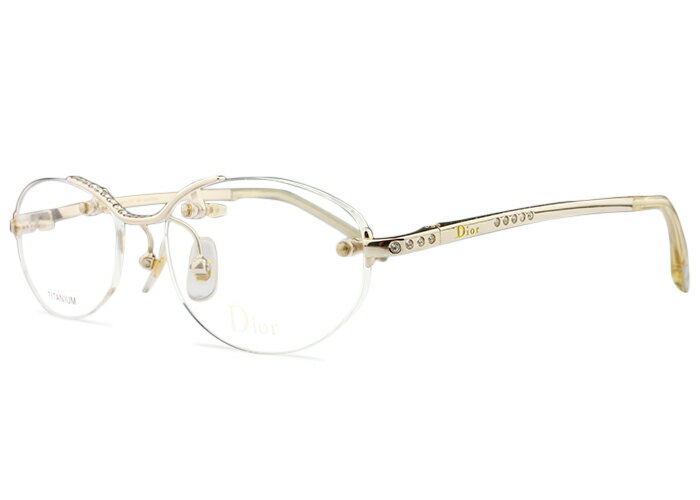 ディオール Dior cd-7580j b4e ゴールド 伊達 度付き ツ−ポイント メガネ めがね 眼鏡 レディース 新品 送料無料 50□17