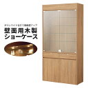 壁面用ショーケース 木製 ガラス扉 ダウンライト付き 鍵付き 什器 飾り棚 展示ケース ディスプレイケース EX6-426-39-4【北海道・沖縄・離島送料別途...