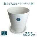 \環境にやさしく軽くて丈夫/ エコ 植木鉢 受皿付 プラスチック 25.5cm ジュプラ 9号 ライスホワイト 丸型 軽量 植木鉢 おしゃれ 大型 プラスチック 陶器鉢風 陶器鉢 のような プラスチック鉢 大きい 室内 白 シンプル 縦長 軽い かわいい 観葉植物 和風 洋風