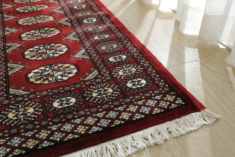 パキスタン段通ランナーサイズ 《 PR32-1804 65×240cm ボハラ レッド 》手織り緞通 ウール100%  ギフト対応 希少ランナーサイズ ボハラデザイン [2]