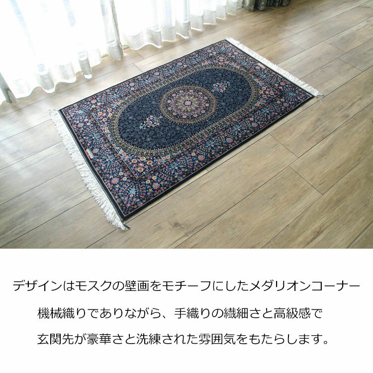 ペルシャデザイン 高級玄関マット《Premium Line RD-16055 60×90cm 》"ハイエンド256万ノット。シルクテイスト 滑らかタッチ マシンペルシャ高級絨毯 機械織りペルシャ絨毯 [2]