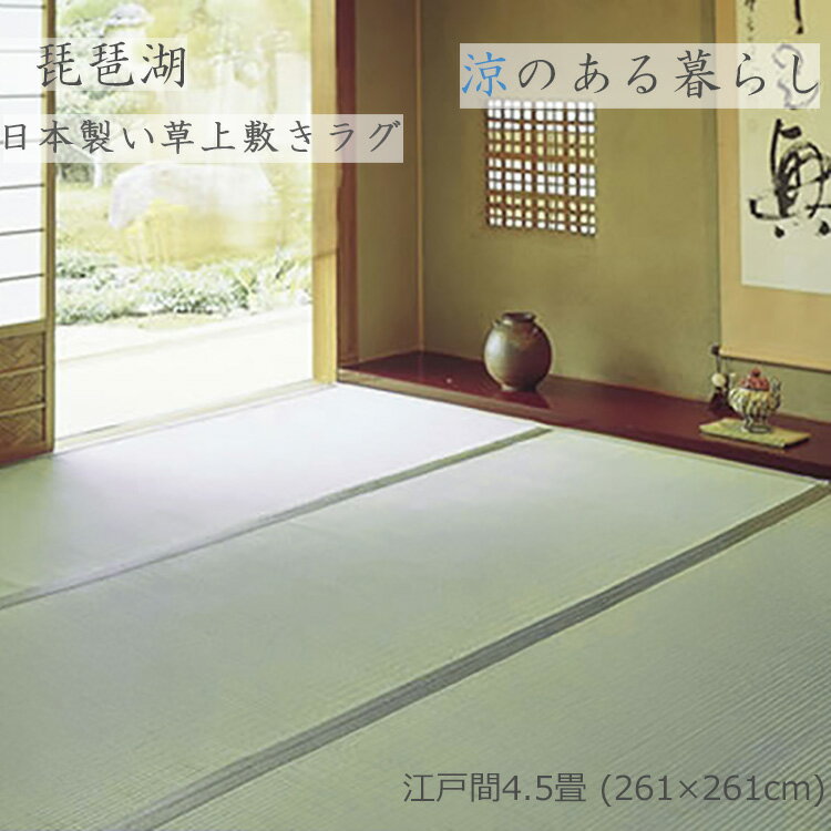 樂天商城 - 厳選されたい草を使用した上質の逸品です。 《琵琶湖 日本製 (双目織 上敷き い草) 江戸間4.5畳 261×261cm》 日本製 双目織仕上げ 和室に最適な天然素材い草上敷き ござ 防虫・防カビ・ 丈夫で涼感 和室に美しく馴染むシンプルなデザイン