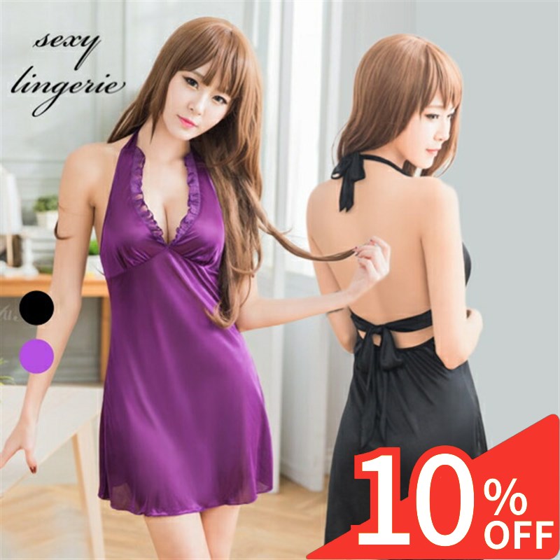 【Rakuten Fashion THE SALE 10%OFF】 セクシー ランジェリー ベビードール 紫 黒 M レース ベビードール ランジェリー ワンピース キャミソール ネグリジェ スリップ ルームウェア 部屋着 透け透け スケスケ レディース 女性 大人 エロ 過激 エッチな下着 エロい 下着