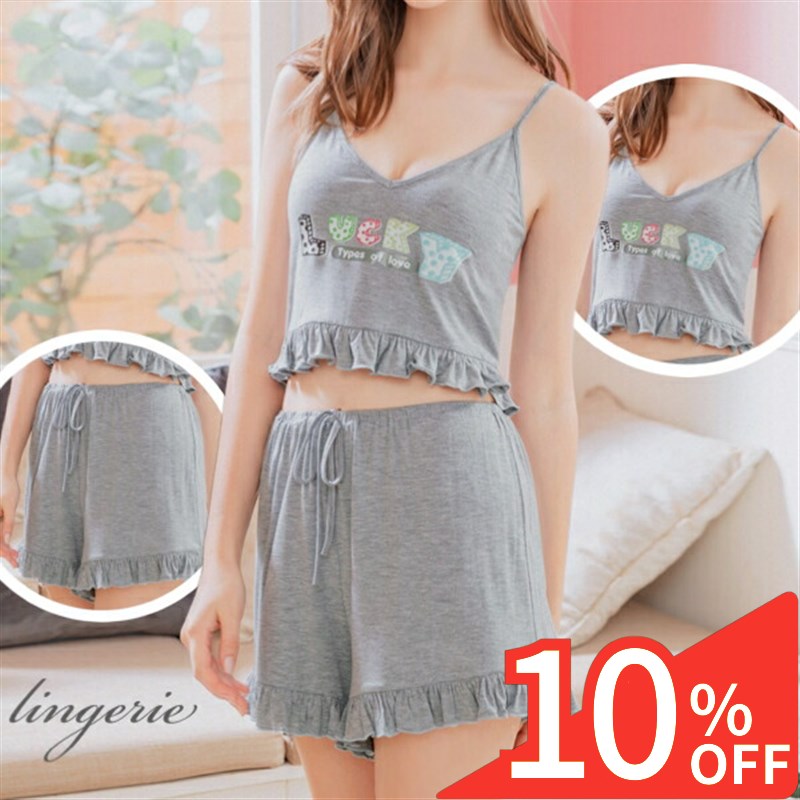 【Rakuten Fashion THE SALE 10%OFF】 ルームウェア キャミソール ショートパンツ 上下セット グレー ナイトウェア パジャマ 部屋着 寝巻 寝間着 セットアップ シンプル 可愛い 透け透け スケスケ レディース セクシ-ランジェリー エロ 過激 エッチな下着 エロい 下着