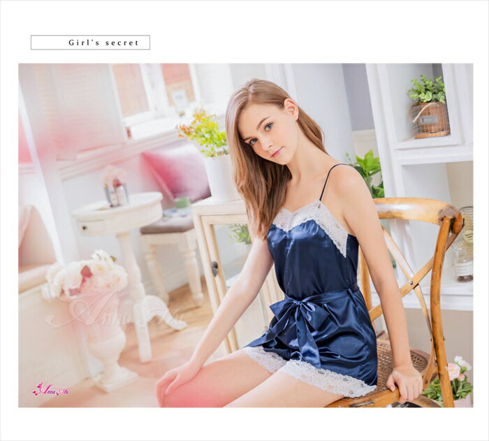 ルームウェア キャミソール ショートパンツ 上下セット 青 サテン ナイトウェア パ...