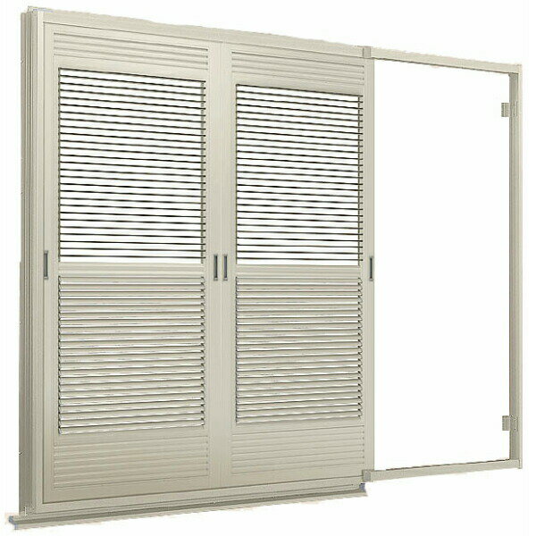 【2月はエントリーでP10倍】 雨戸一筋 半外付型 壁付タイプ 可動ルーバー雨戸 2枚 鏡板無し戸袋 オーダサイズ 幅一筋W1050〜1539×高さ一筋H1819〜2183mm 台風対策　LIXIL/TOSTEM リクシル 後付け雨戸 リフォーム DIY