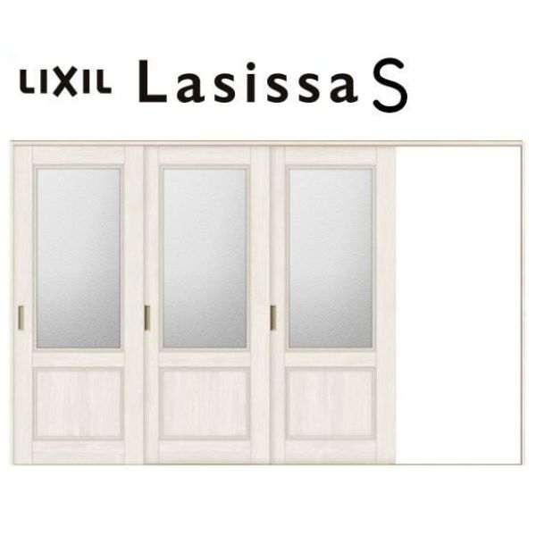 室内引戸 片引き戸 3枚建 Vレール方式 ラシッサS ガラスタイプ LGY ケーシング付枠 3220 W3220×H2023mm リクシル 錠付き/錠なし 建具 ドア 室内ドア 木製片引戸 おしゃれ 交換 室内ドア リフォーム DIY