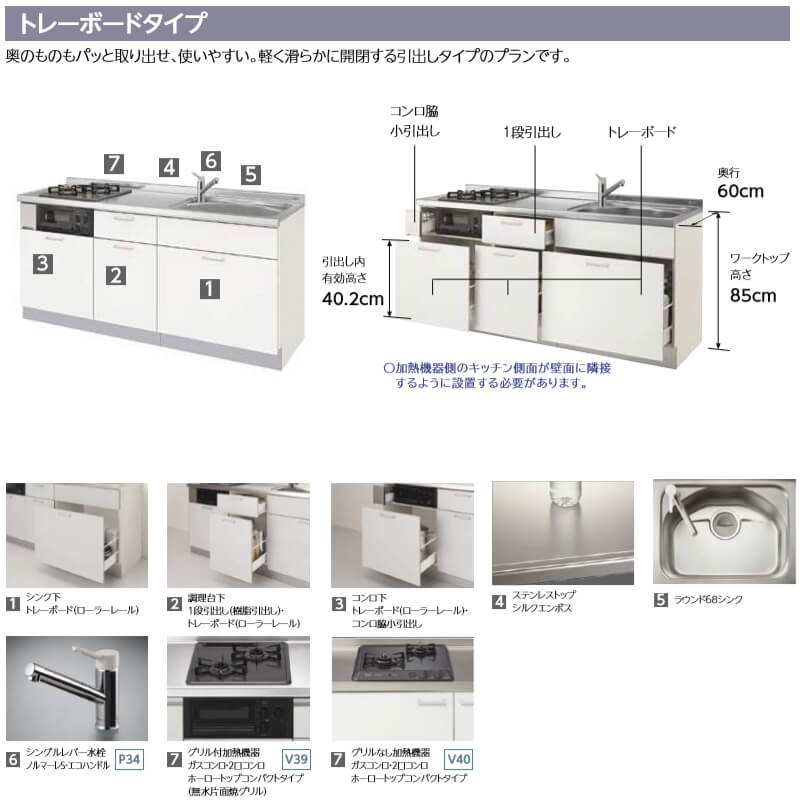 【P10倍※要エントリー9/25迄】 コンパクトキッチン ティオ Tio LixiL 壁付I型 トレーボード W1800mm 間口180cm(グリルなし2口コンロ グループ1 リクシル システムキッチン フロアユニットのみ