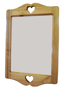 [カントリー家具] [カントリー雑貨] ハートの壁掛けミラー(鏡)おしゃれかがみ デザインかがみ ドレッサー おしゃれ パイン材[完成品]木製 ナチュラル カントリーテイスト フレンチカントリー モダン 無垢