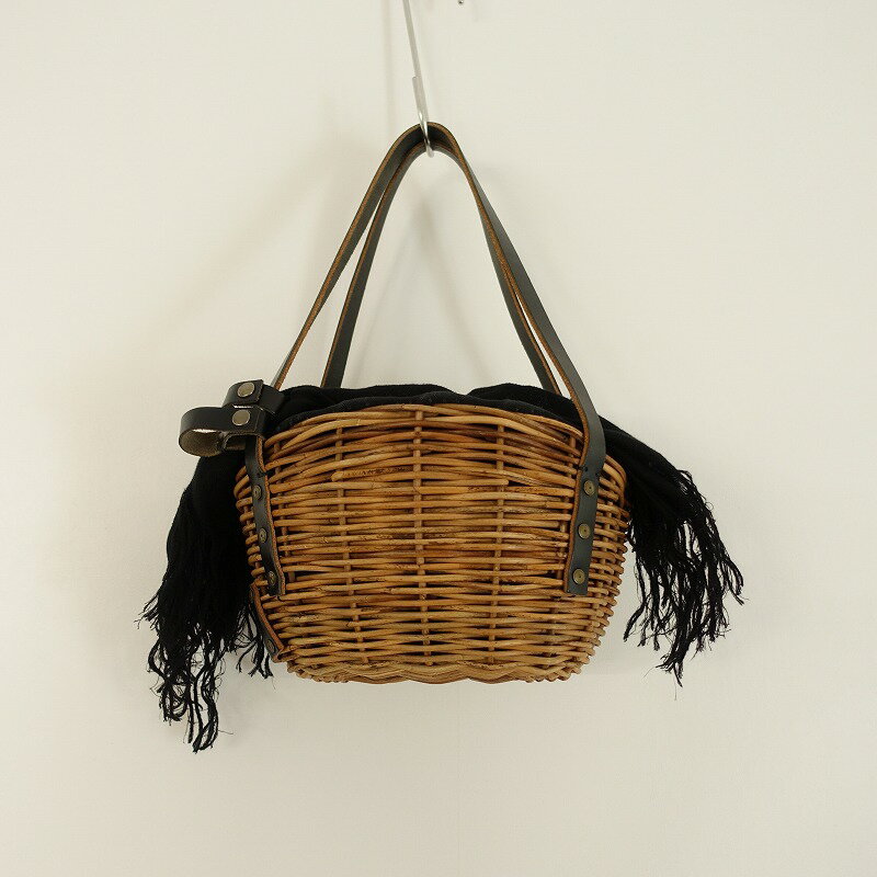 エバゴス ebagos モチアルク ヤマコトバ 小振りバッグ ブライドルレザー×紅籐 BLACK【中古】【92F02】【高価買取中】