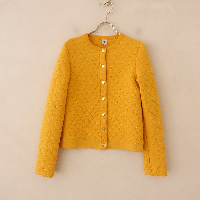 プチバトー PETIT BATEAU キルティングクルーネックカーディガン XXS【中古】【21K22】【高価買取中】