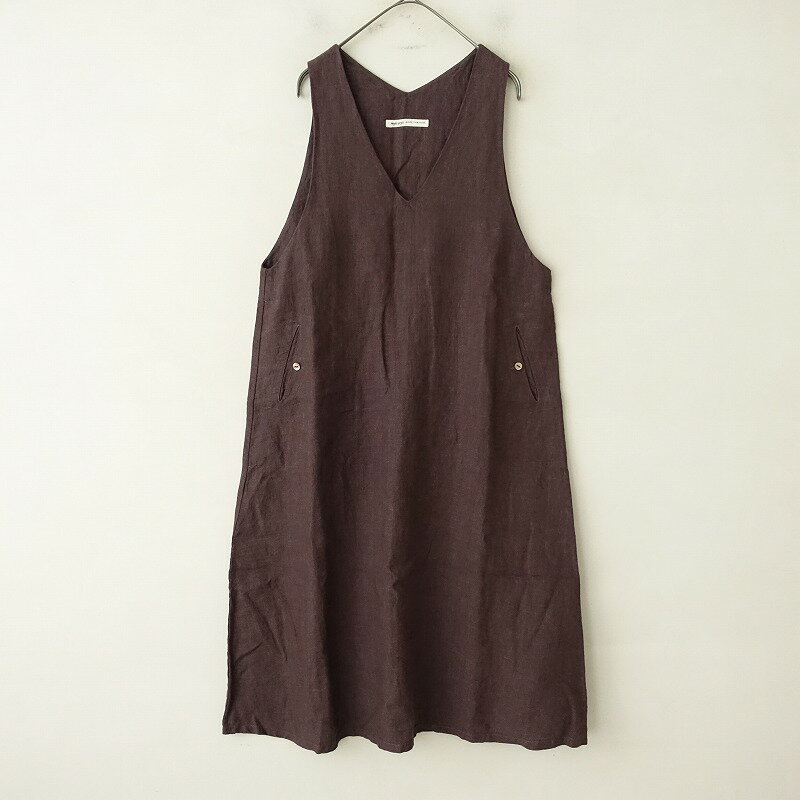 //コンジェペイエ アデュートリステス conges payes ADIEU TRISTESSE リネンVネックジャンパースカート 【中古】【71B42】