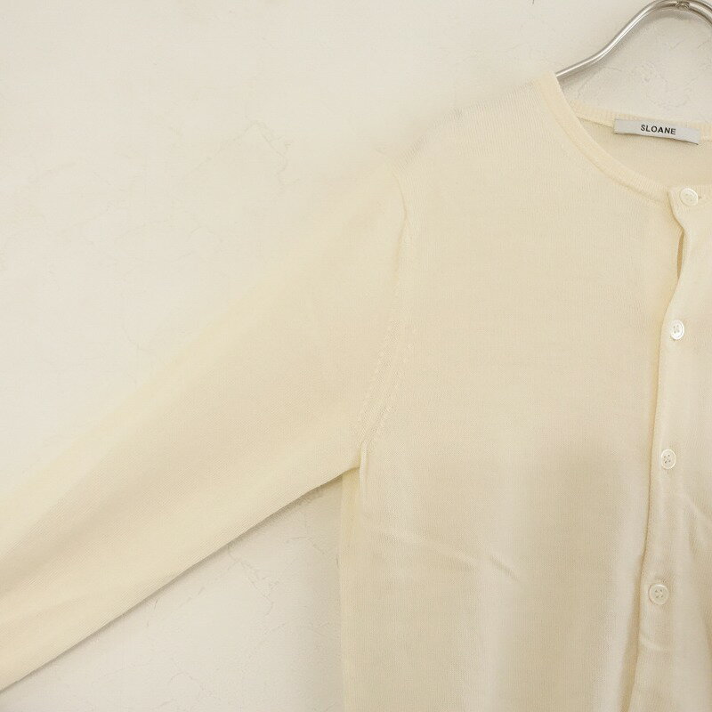 //【定価2.8万】スローン SLOANE 14Gメリノウール天竺クルーネックカーディガン 2 【中古】【50C42】