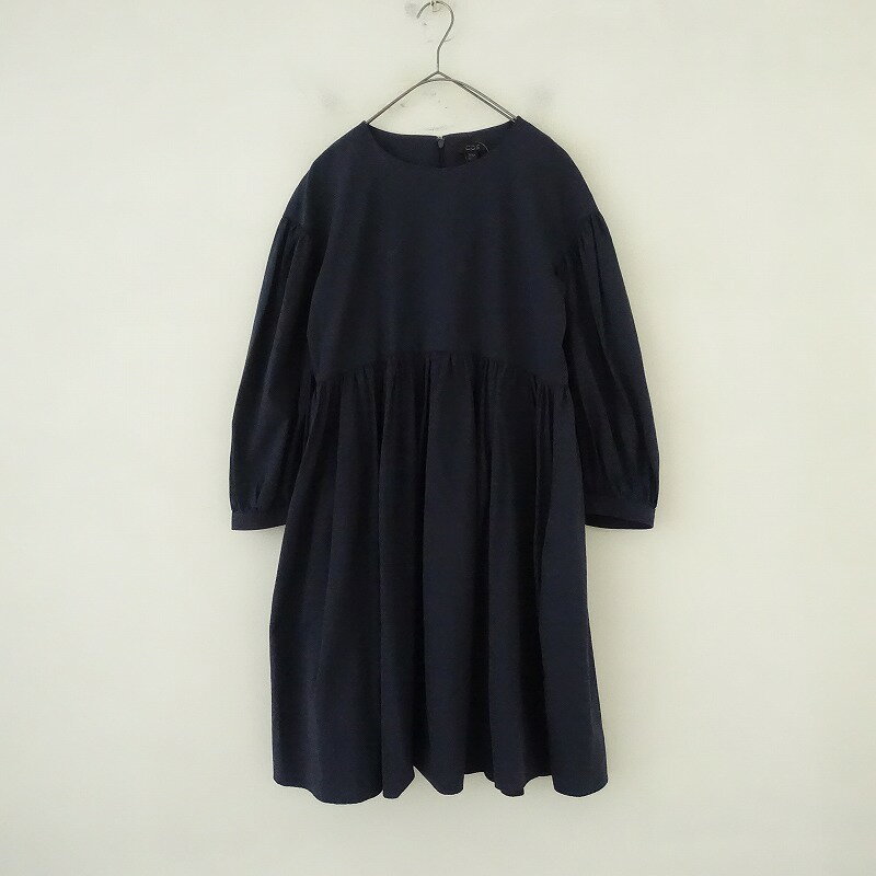 //コス COS コットンパフスリーブギャザーワンピース EUR-34/CN-160 80A 【中古】【62C42d】