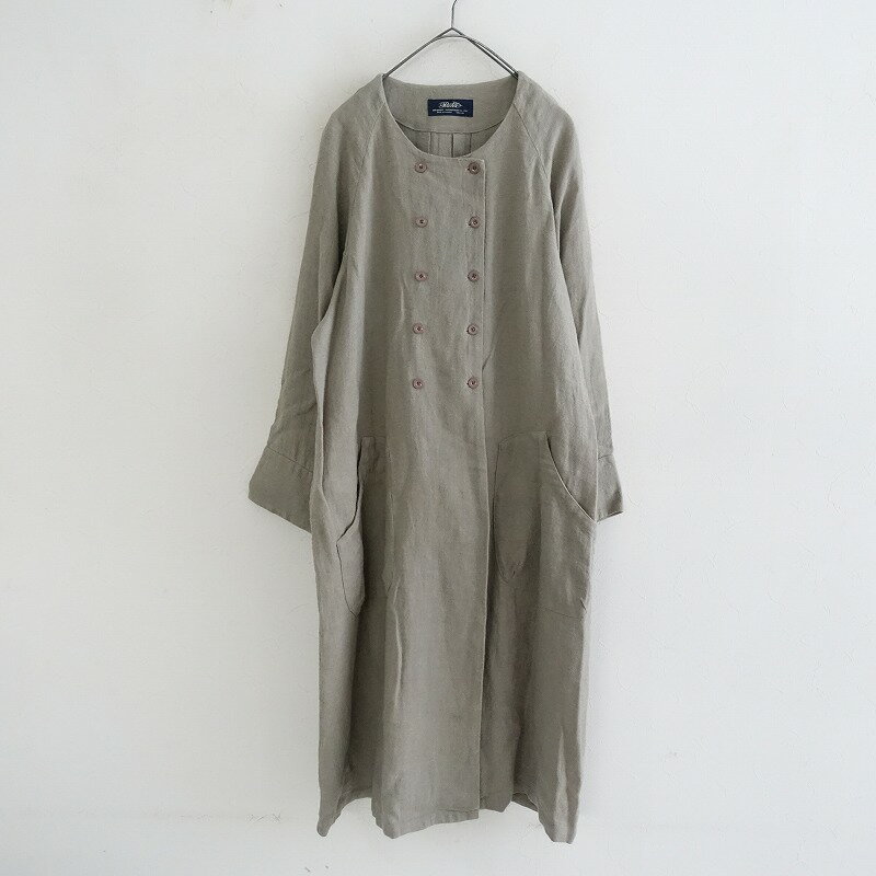 ポプリ pot-pourri リネンウールダブルボタンフレアコート - 【中古】【61K42】