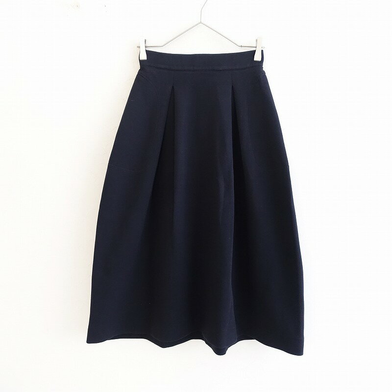 【定価1.2万】シップスエニィ SHIPS any NAVY BLUE ダブルピケコクーンスカート 38 【中古】【82B52】