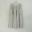 マガリ MAGALI コットンストライプサイドポケットギャザースカート - 【中古】【72C52】(4)