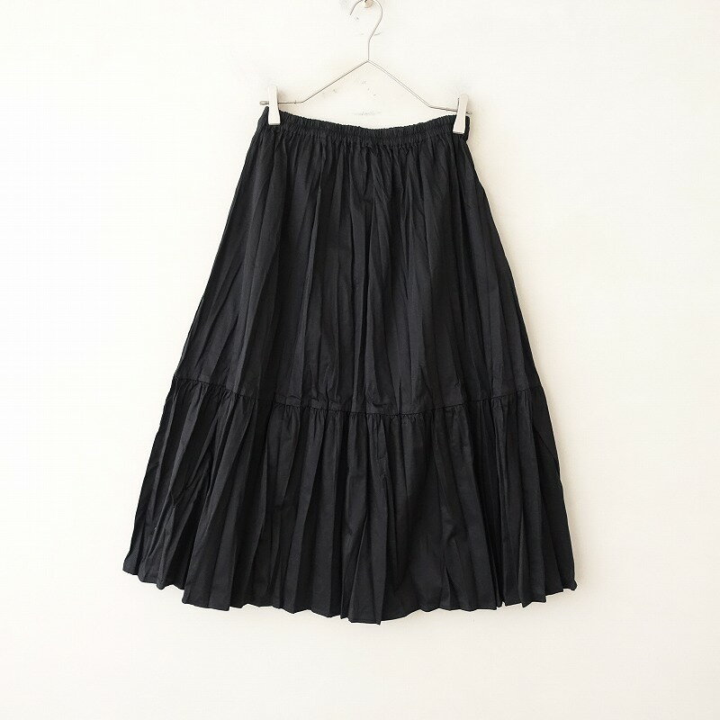 【未使用/2025SS/定価1.7万】ミズイロインド mizuiro-ind washer pleats tiered SK ギャザースカート F 【中古】【82D52】