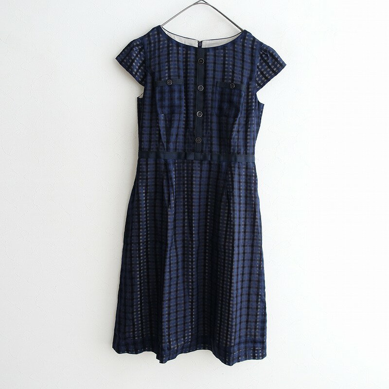 トッカ TOCCA キャップスリーブチェックシアーワンピース 0 【中古】【40E52】