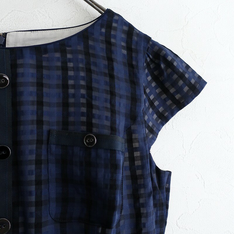 トッカ TOCCA キャップスリーブチェックシアーワンピース 0 【中古】【40E52】