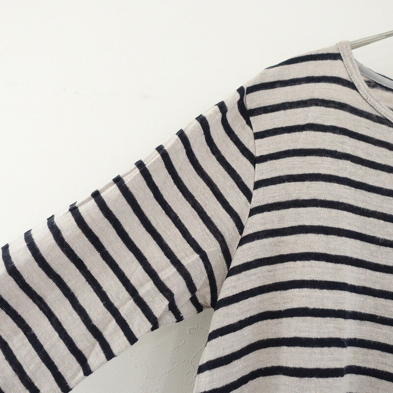 ヴラスブラム Vlas Blomme ボーダーコルトレイクリネンフレアチュニックカットソー 1 【中古】【50F52】