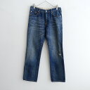 イクナ/スズキタカユキ ikkuna/suzuki takayuki ユーズドダメージ加工ストレートデニムパンツ 0 【中古】【21G52】
