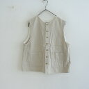 【定価1.4万】ナチュラルランドリー NATURAL LAUNDRY コットンリネンキャンバスショートベスト 2 【中古】【61G52】