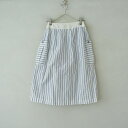 ナイジェルケーボンウーマン Nigel Cabourn WOMAN コットンリネンストライプドローストリングスカート 8 8 【中古】【81G52】