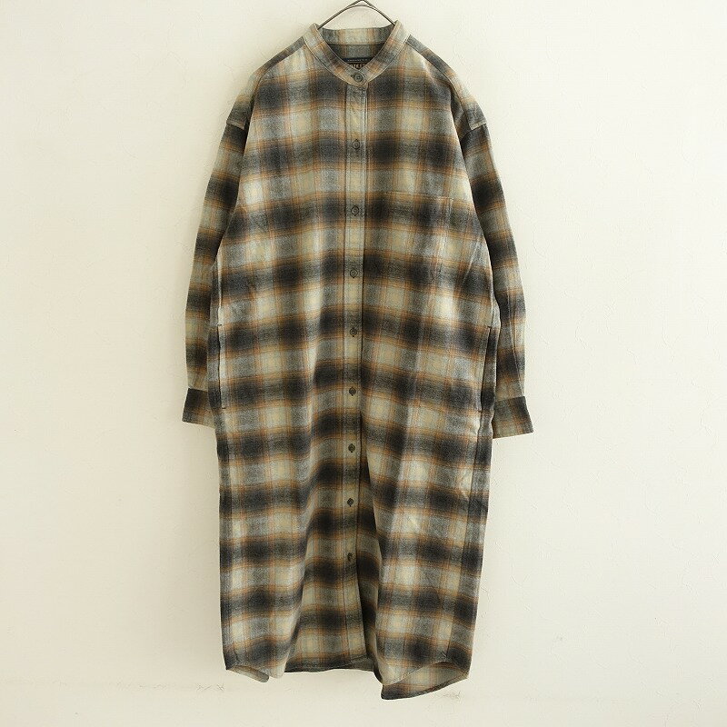 ペンドルトン PENDLETON 起毛コットンチェックバンドカラーシャツワンピース F 【中古】【82G52】