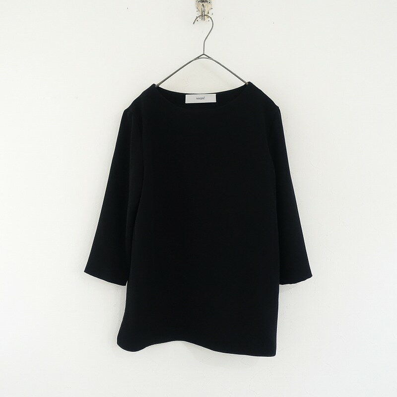 saqui サキ　黒 Vネック 七分袖 ワンピース saqui サキ 黒 Vネック 七分袖 ワンピース - メルカリ