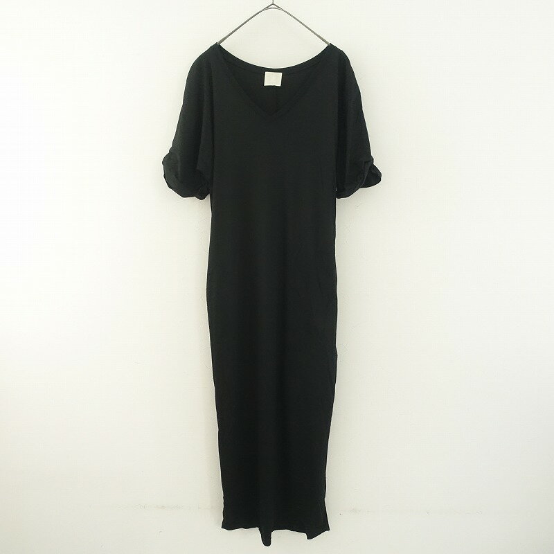 ソレッラ sorella リヨセロールアップスリーブマキシVネックワンピース F 【中古】【42H52】