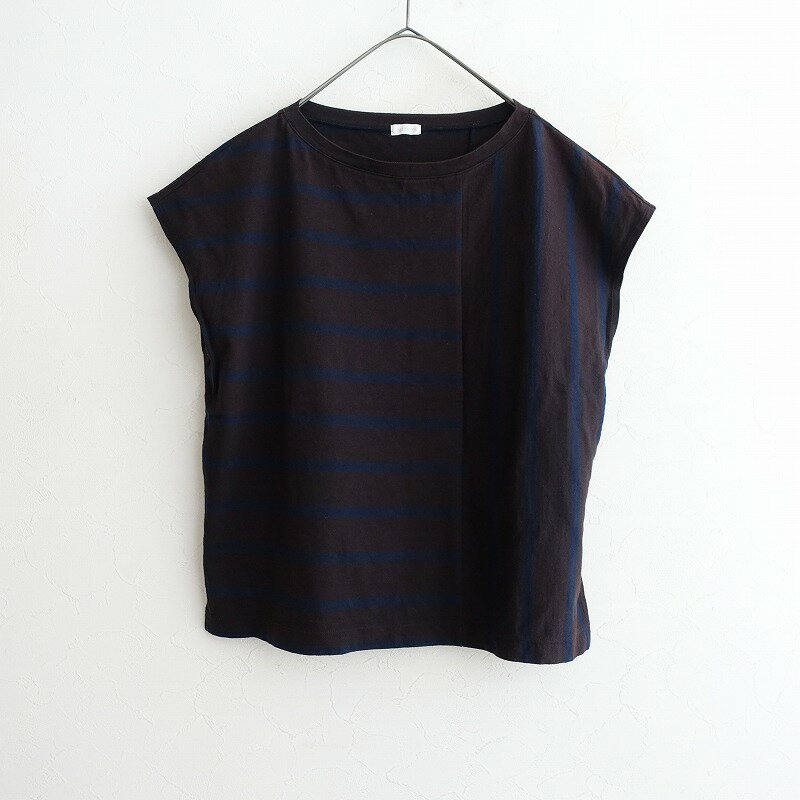 乐天商城 - ギャルリーヴィー GALERIE VIE ボーダー×ストライプ切替フレンチスリーブカットソー F 【中古】【62H52】