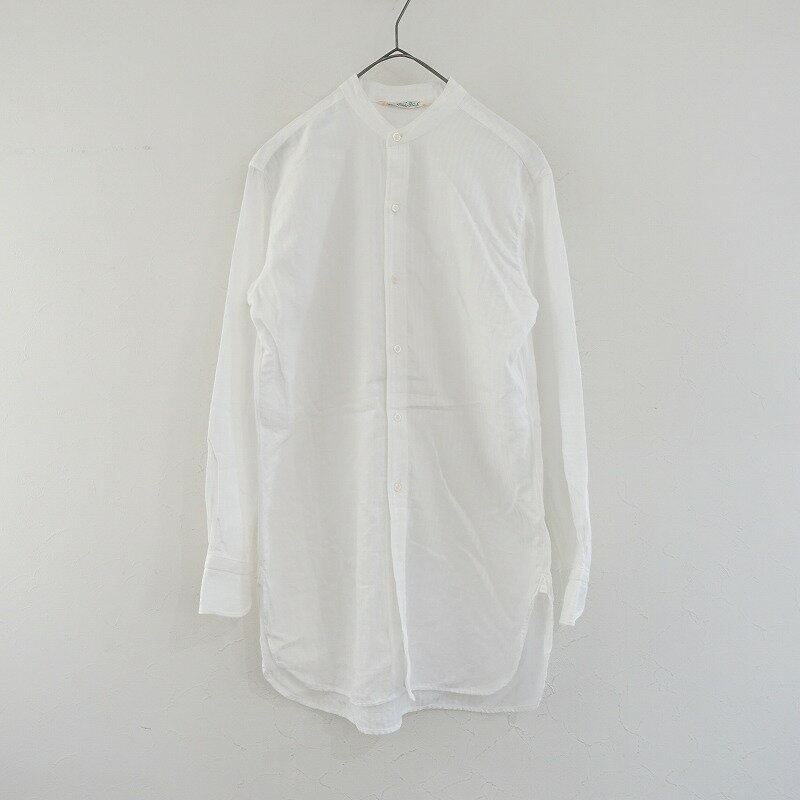 45R バンドカラーシャツ 長袖 45R ストライプ バンドカラーシャツ 長袖