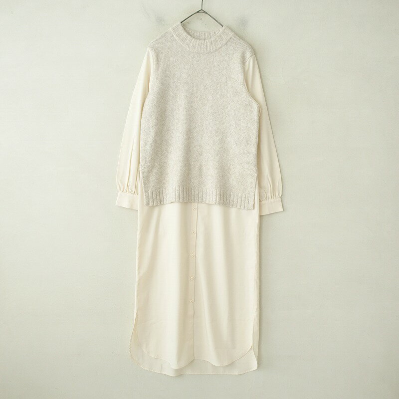 Rakuten - トラッゾドンナ TORRAZZO DONNA ニットベストドッキングロングシャツワンピース 【中古】【62J52】