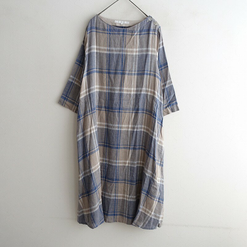 リラシク LILASIC リネン混チェックワンピース L 【中古】【82J52】